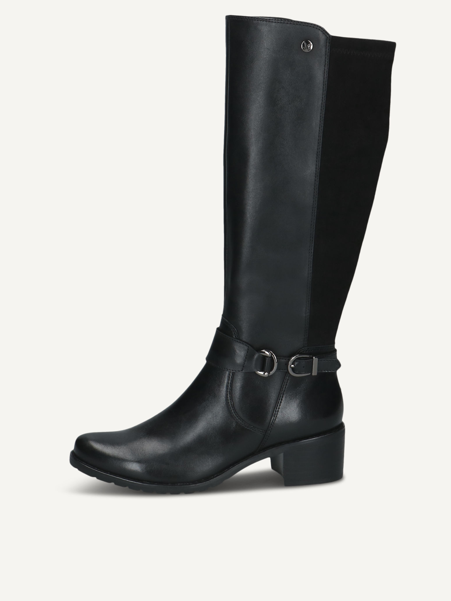 CAPRICE Bottes noir en Mlange de matriaux de cuir et textile avec Talon bloc P37 150$