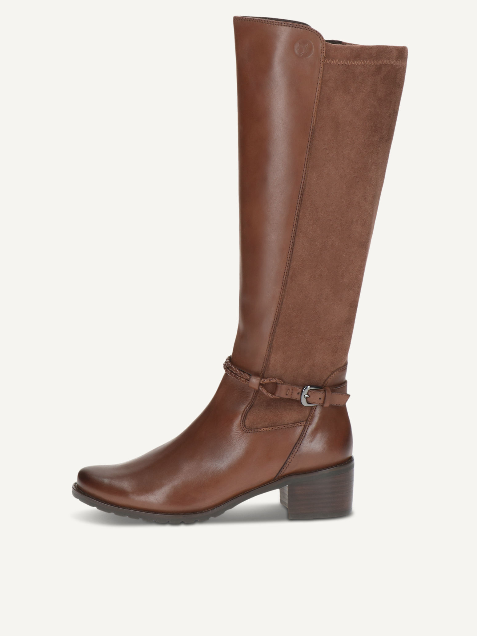CAPRICE Stiefel, braun, aus Leder und Textil mit Blockabsatz, Gr. 39