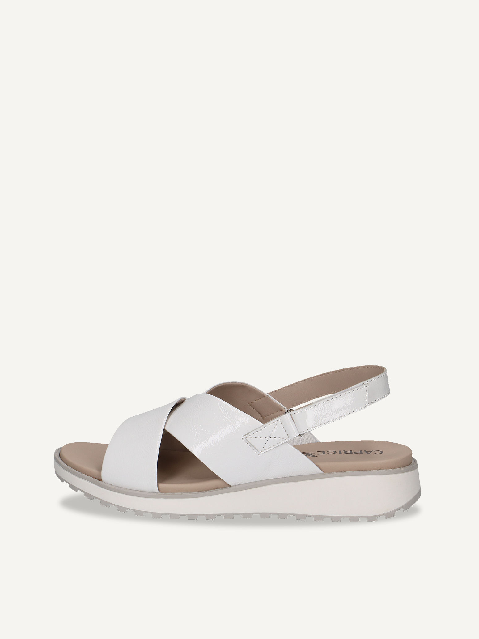 CAPRICE Sandalo, bianco, in Cuoio senza tacco, Misura 41
