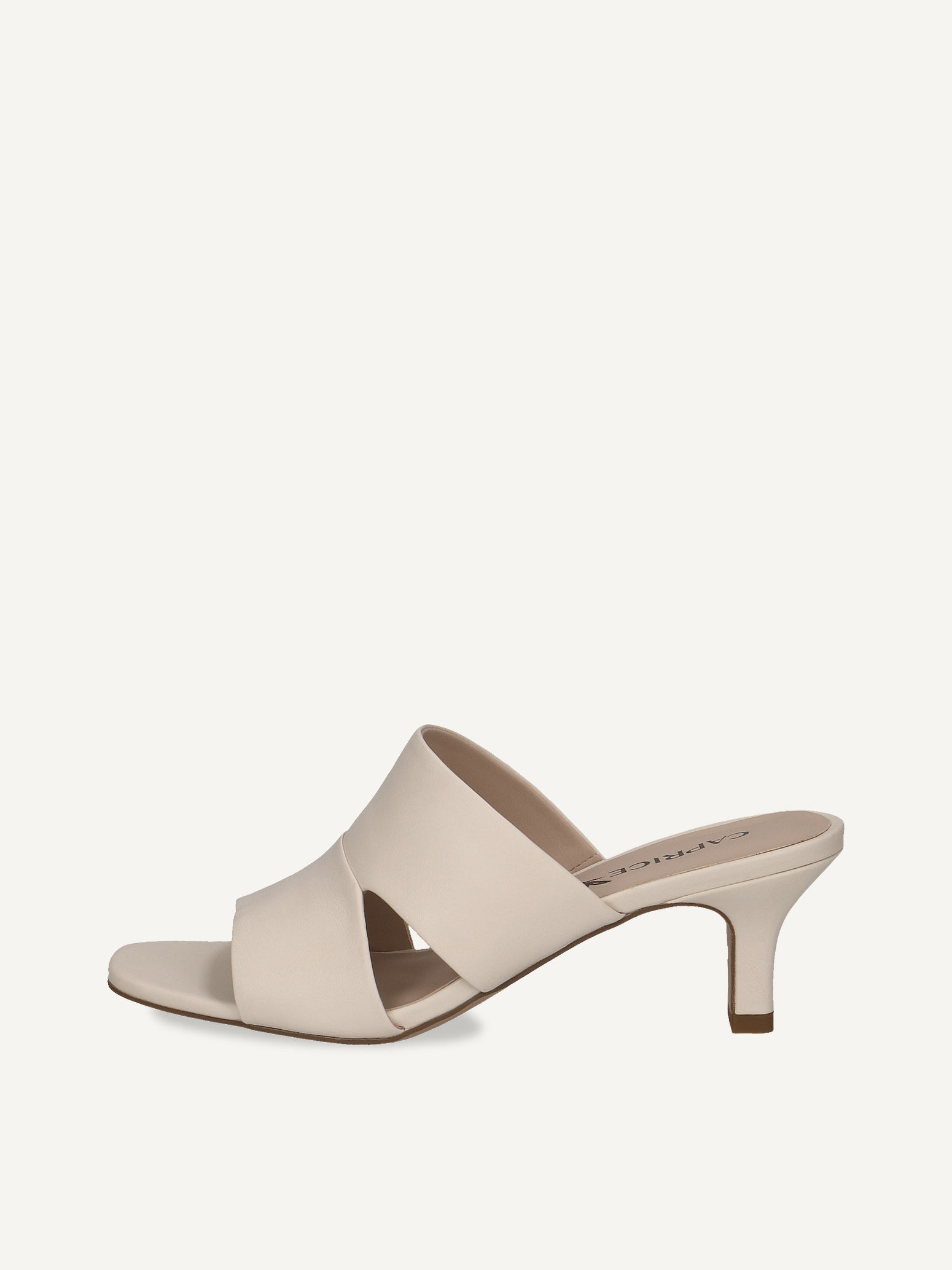 CAPRICE Mule, white, made of Leather with Trapeze heel, Size 39