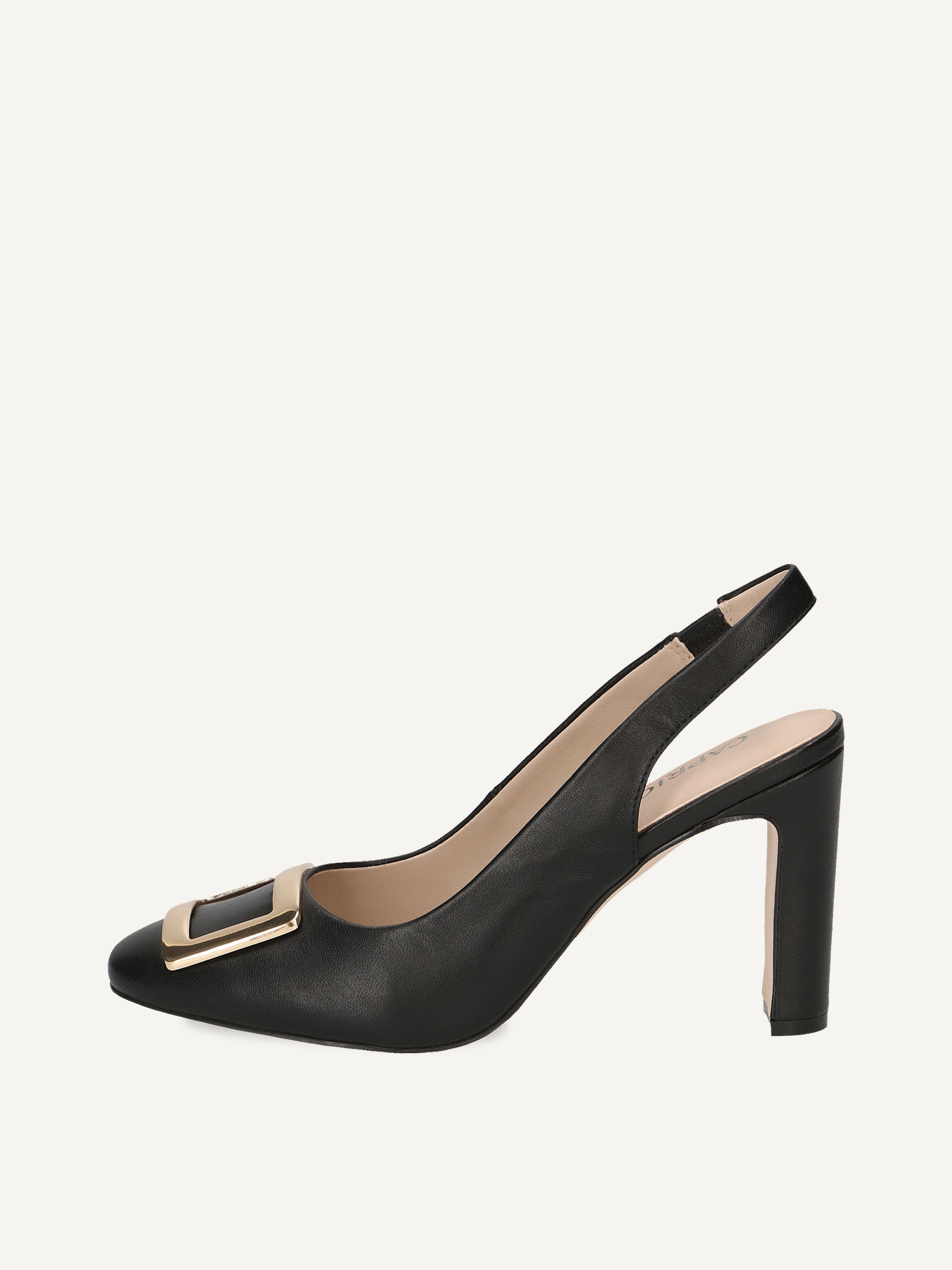 CAPRICE Slingpumps, schwarz, aus Leder mit Blockabsatz, Gr. 41