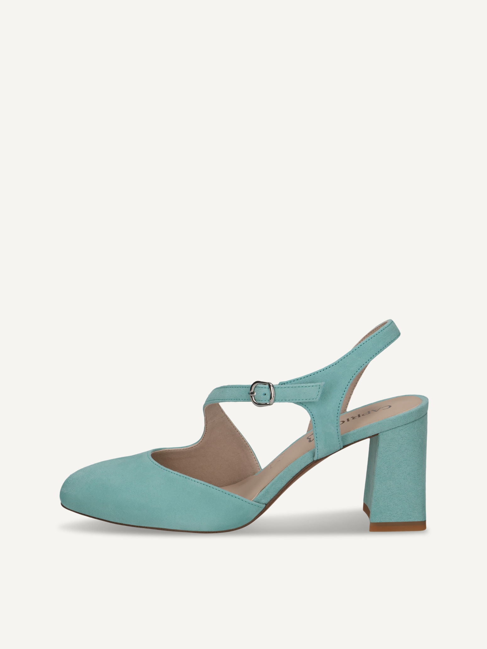 CAPRICE Slingpumps, blau, aus Leder mit Trapezabsatz, Gr. 40.5