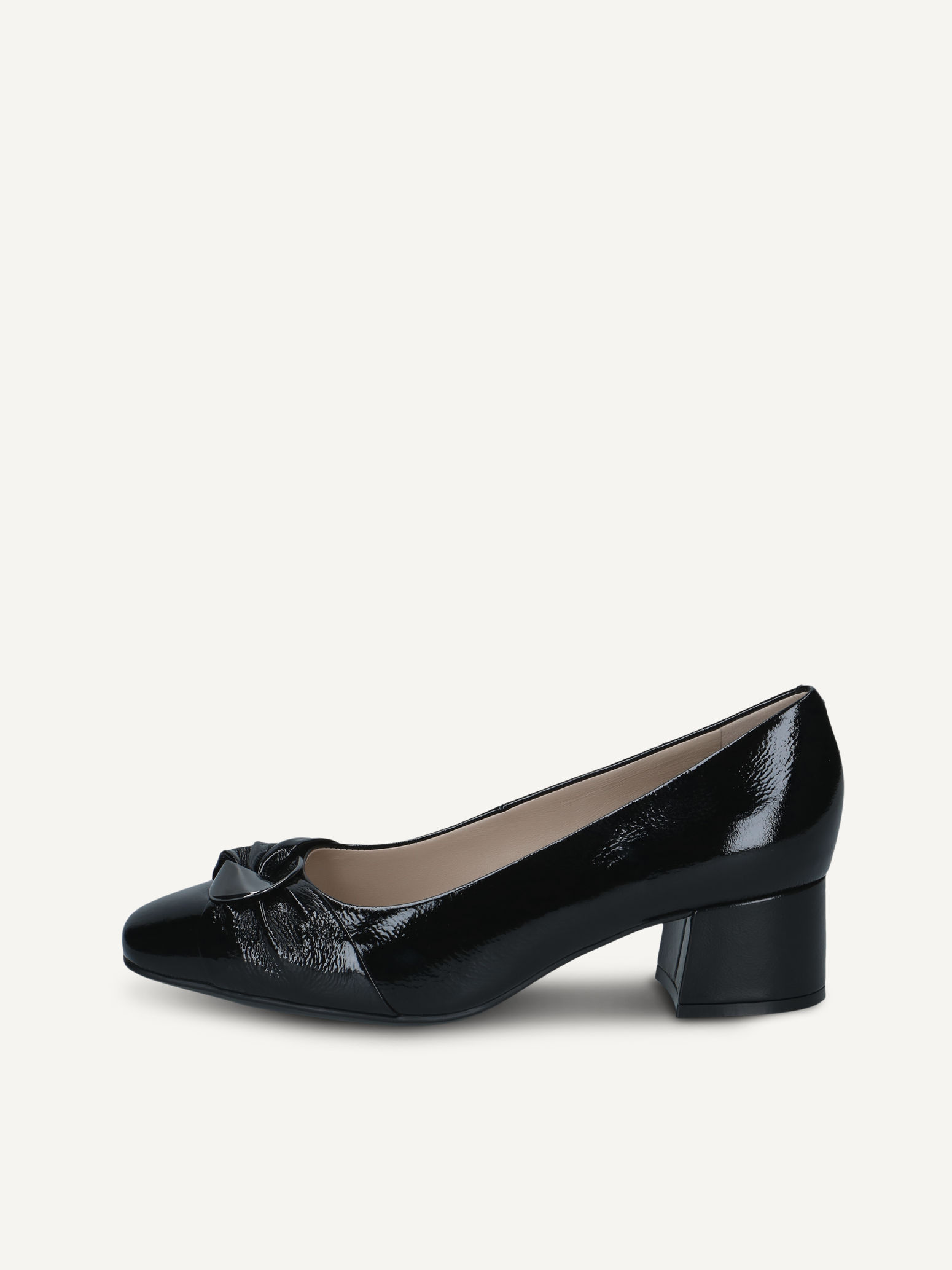CAPRICE Escarpin noir en Cuir avec Talon trapzode P37 90$