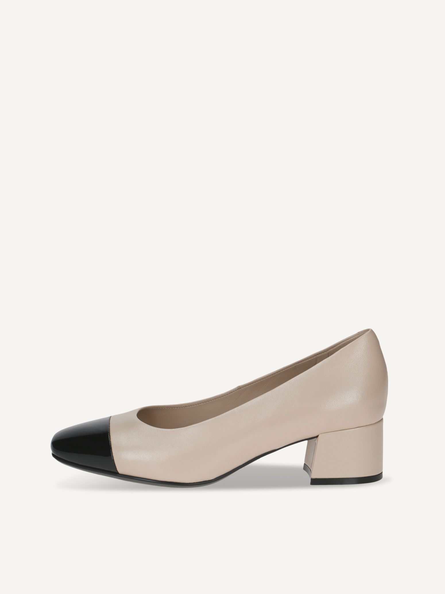 CAPRICE Pumps, beige, made of Leather and textile with Trapeze heel, Size 38