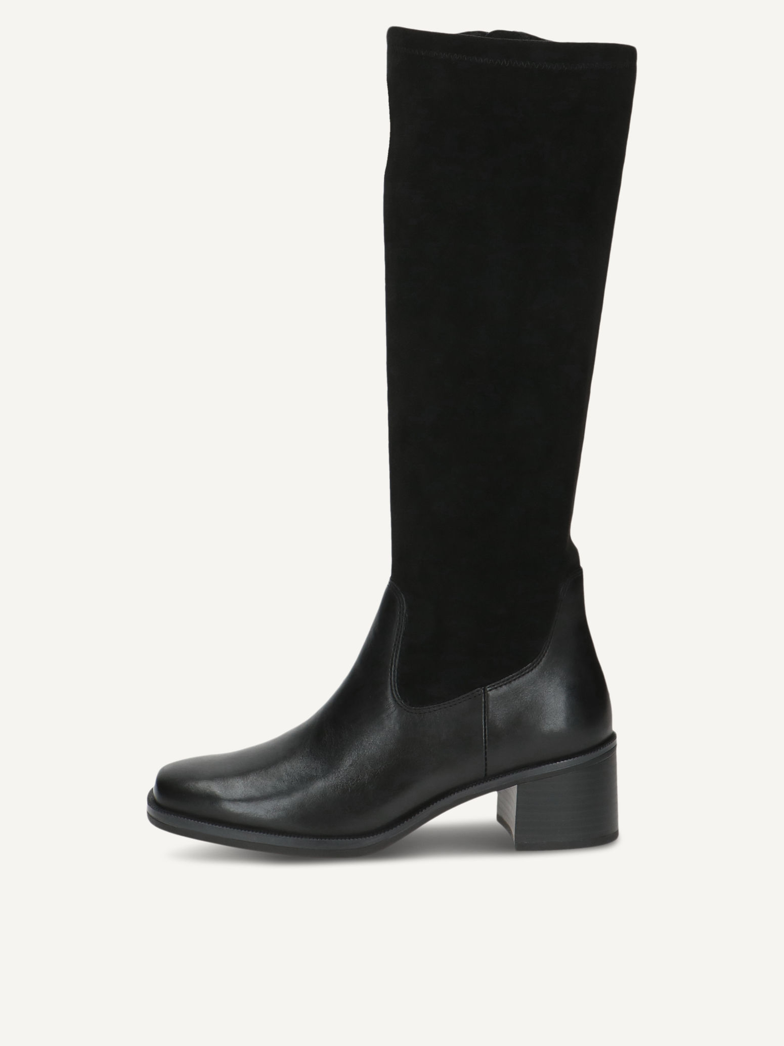 CAPRICE Stiefel, schwarz, aus Leder und Textil mit Blockabsatz, Gr. 38