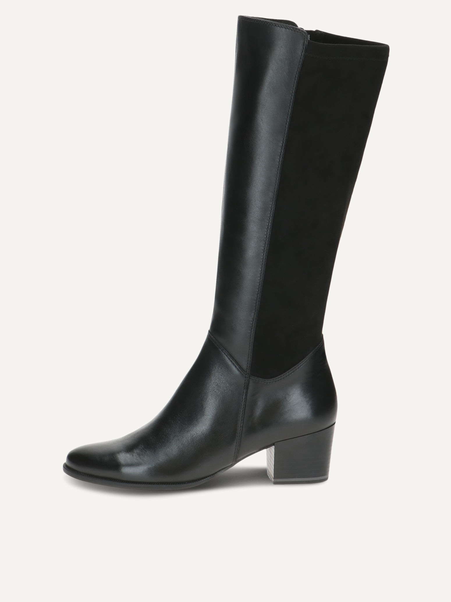 CAPRICE Stiefel, schwarz, aus Leder und Textil mit Blockabsatz, Gr. 41