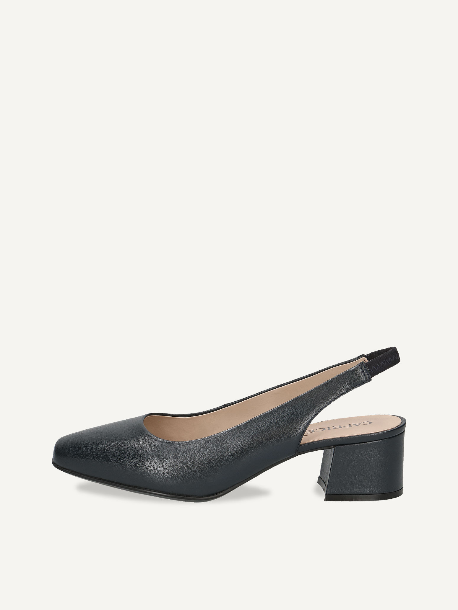 CAPRICE Slingpumps, blau, aus Leder mit Trapezabsatz, Gr. 41
