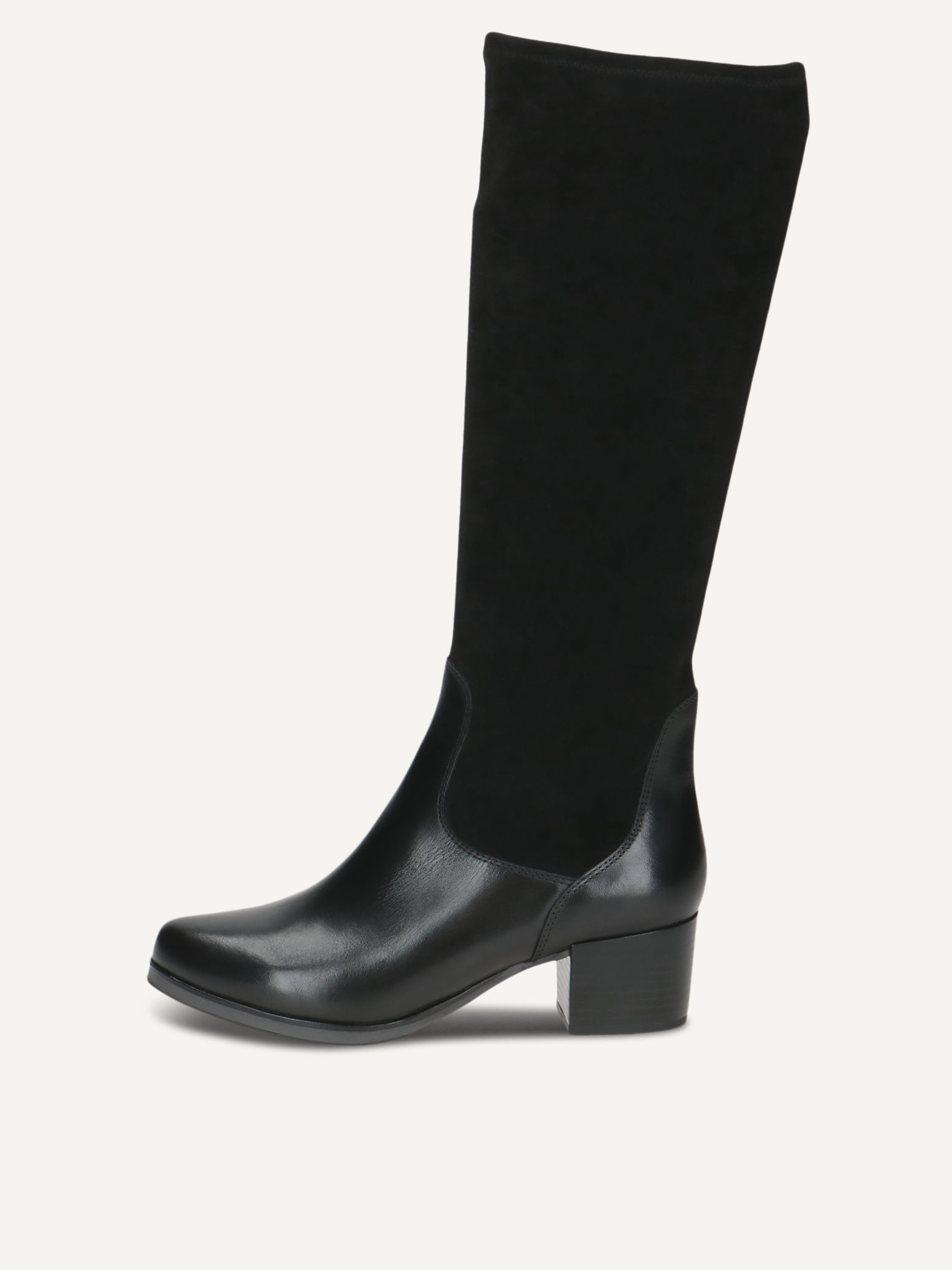 CAPRICE Stiefel, schwarz, aus Leder und Textil mit Blockabsatz, Gr. 40